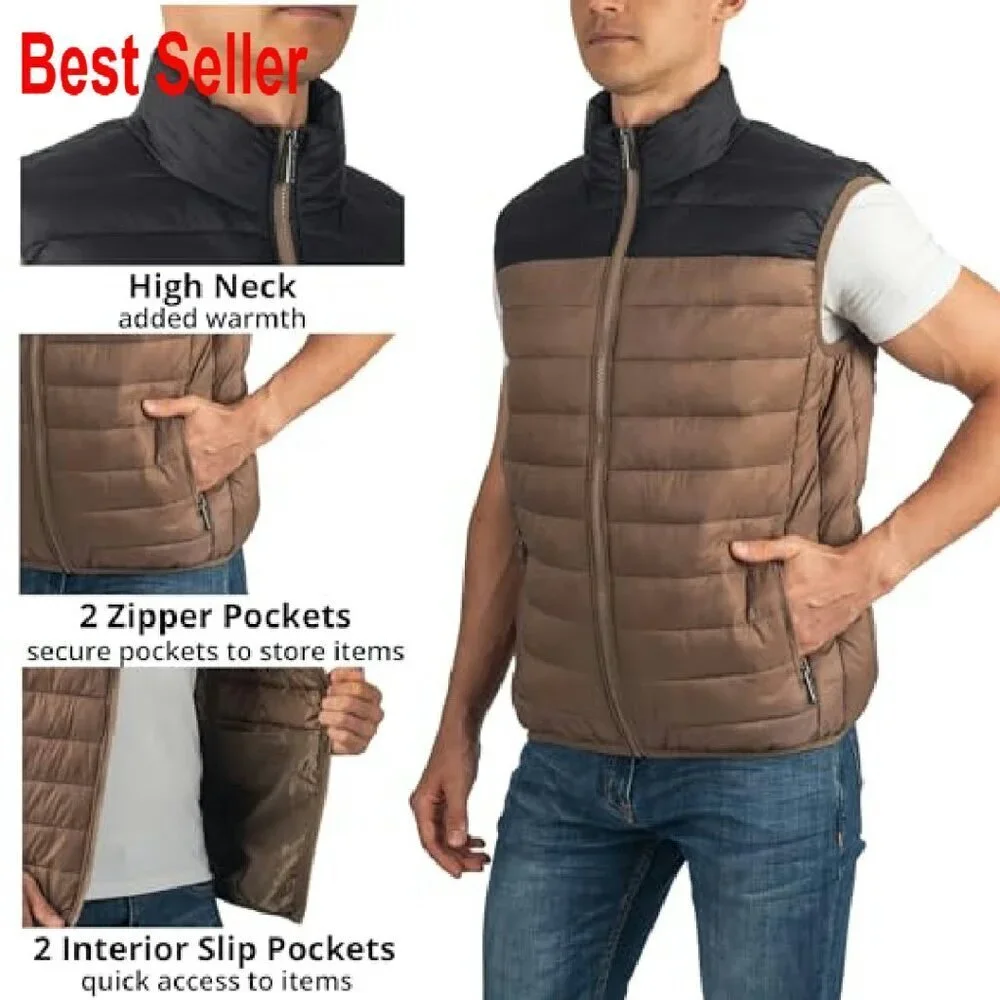 Men's Puffer Vest Down Alternative Water Resistant Packable Versatile Layer